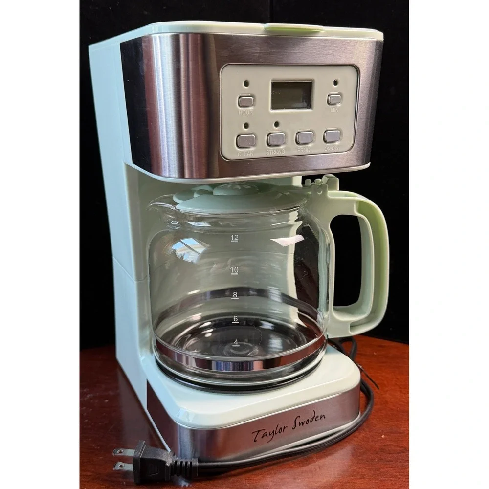 Taylor Swoden Lydia: 12 Cup Programmable Coffee Maker, Mint Green NEW, WORKS